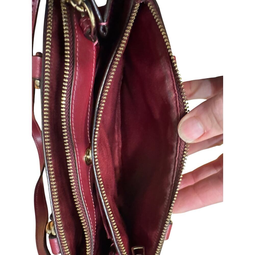 Coach Mini Brooke Carryall satchel signature canvas cherry red/burgundy detail - Picture 7 of 8